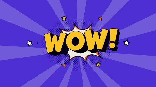 Wow - Comic Style Text Animation with Purple Background