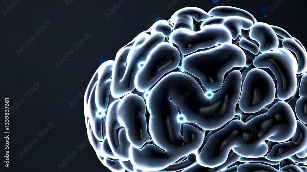 Poster futuristic neural network concept with abstract brain design in a dark background