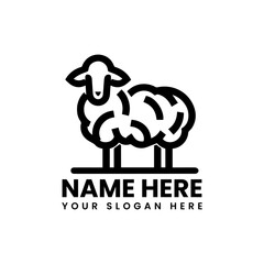 Minimalist sheep line art graphic. Simple farm animal design