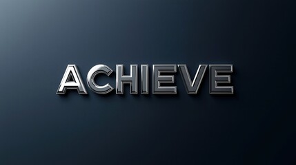<Achieve Success with Determination: Modern Metallic 3D Typography for Goal-Setting Inspiration>