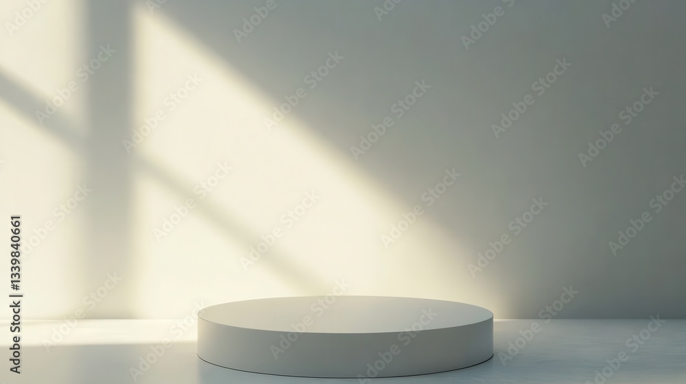 Poster empty white studio background ideal for product display. clean simple design with spotlight. modern 
