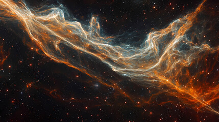 Vibrant cosmic nebula ai art- abstract galaxy background. Mystical Filaments. Illustration