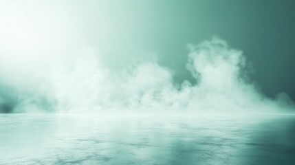 Fototapeta premium Misty Turquoise Dreamscape: Foggy Abstract Serene Atmosphere with Ethereal Haze and Soft Blurry Texture