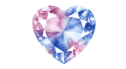 Fototapeta premium watercolor illustration gem stone in heart shape isolated on white or transparent png