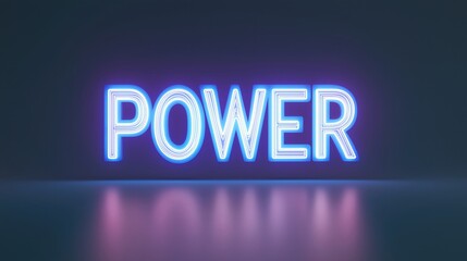 Obraz premium Glowing Power Sign in Neon Lights: Modern Design and Vibrant Colors for Inspirational Wall Art