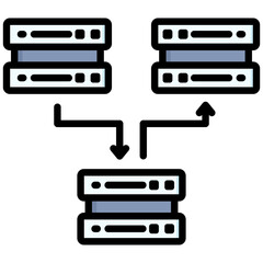 Integrated system icon in Flat Color Style With Outline. Simple Vector Design. Simple Vector Flat Icon