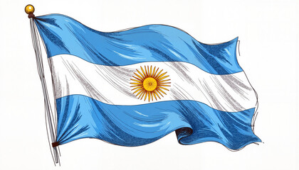 Sketch of Argentina flag waving, an organic representation