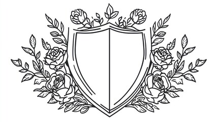 Vintage Floral Shield Emblem: Ornate Vector Design for Elegance and Tradition in Heraldry 