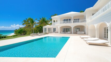 Fototapeta premium Luxury Beachfront Villa with Infinity Pool
