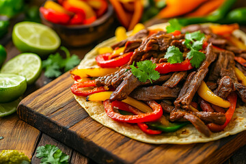 Sizzling beef fajitas with eco-decor accents