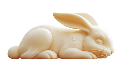 Fototapeta premium delicate ivory rabbit figurine lying down isolated on transparent background