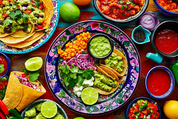 Mexican festive food with patriotic accents for Independence Day