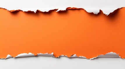 Fototapeta premium Torn Paper Revealing Vibrant Orange Background: A Bold Abstract Image