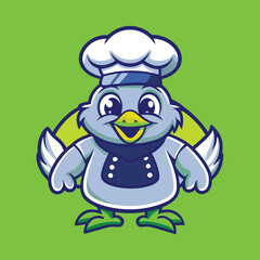 Vector Illustration of a Cartoon Chef Chick Mascot Character