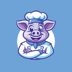 Cute and Friendly Vector Illustration of a Pig Chef Mascot