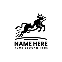 Stylized jumping cow vector graphic. Dynamic farm animal design