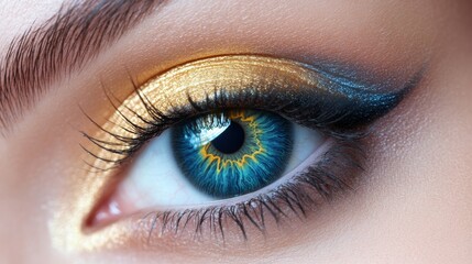 Fototapeta premium Close-up of a beautiful woman's eye, with perfect skin and long lashes. 