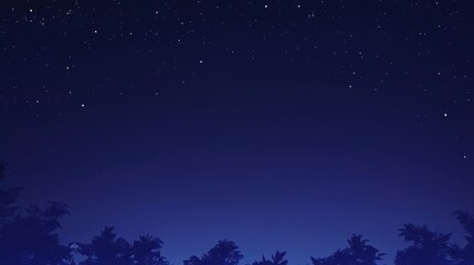A dark night sky showing stars above a tree line silhouette
