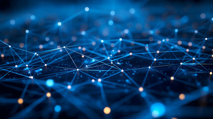 Obraz premium Blue Network Digital Connections, Futuristic Global Network Design for Technology Themes