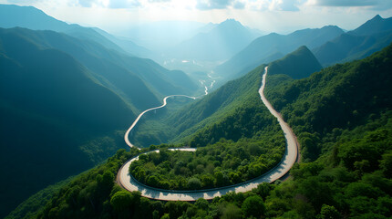 Truly Incredible Amazing Scenic Winding Green Mountain Road Through Lush Greenery Valley Aerial Landscape Photography Nature Travel Road Trip Mountain Drive Beautiful View