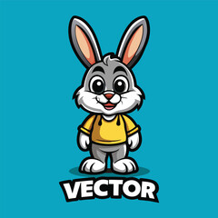 Adorable Cartoon Vector Illustration of a Cute Bunny Mascot