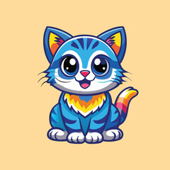Fototapeta premium Gradient Colorful Cat Vector Illustration with Cute Expression