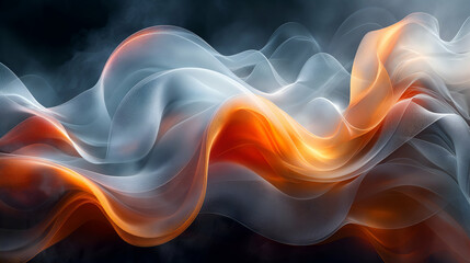 Obraz premium Orange and Grey Flowing Waves Elegant Swirling Texture, Modern Gradient Design