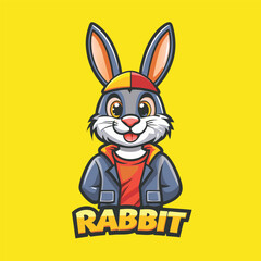 Vector Illustration of a Cute and Playful Cartoon Rabbit Mascot