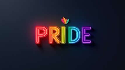 Neon rainbow pride sign promoting lgbtq+ rights and equality