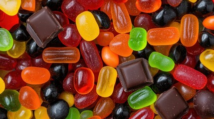 A colorful and assorted collection of candies and chocolates
