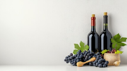 Wine Glass with Bottle on Countertop in Kitchen