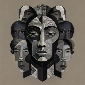 Geometric face, mask, Generative AI