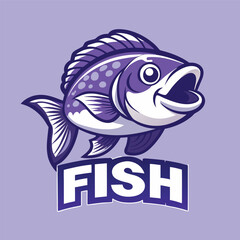 Vibrant Vector Logo Illustration of a Cartoon Fish Mascot