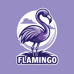 Minimalist Vector Silhouette of a Flamingo in Elegant Pose