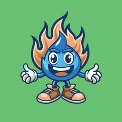 Fiery Flamze Mascot Cartoon with Vectorized Logo Illustration Style