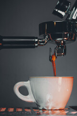 Espresso Brewing with Portafilter and Cup