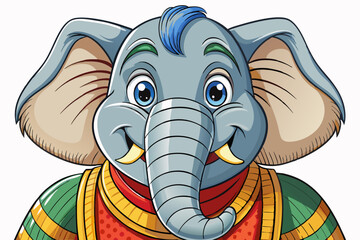 Obraz premium elephant portrait with fashion wear in isolated background cartoon