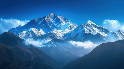 Majestic Himalayan Peaks: A Breathtaking Vista of Snow-Capped Mountains and Azure Sky