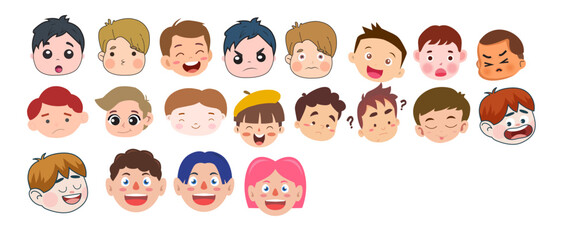 Colorful and diverse character faces suitable for children’s media and educational content.