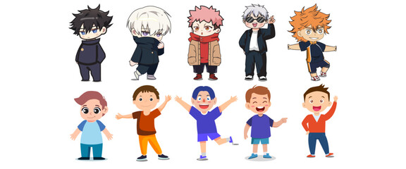 Colorful cartoon characters perfect for web design and children's content applications.