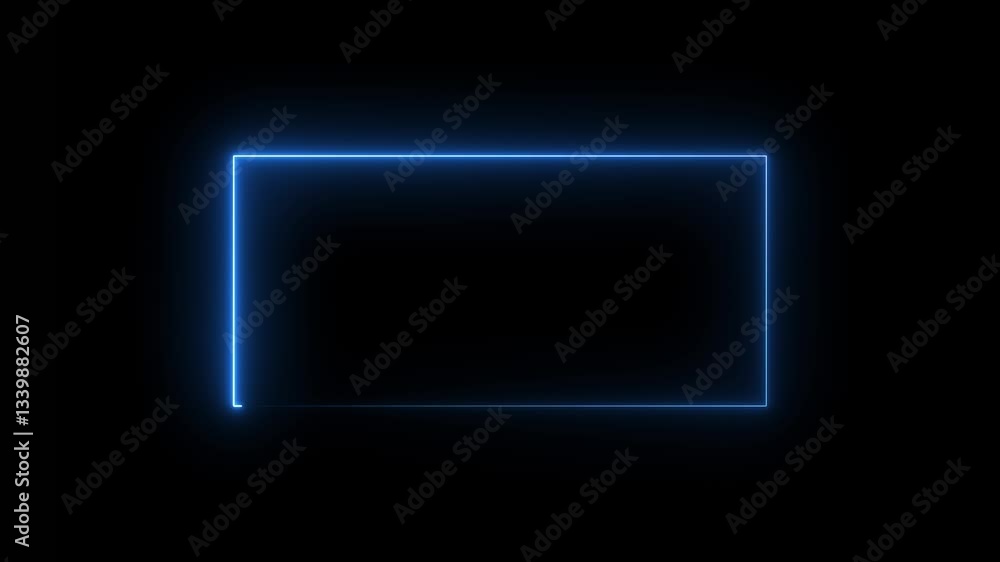 Poster neon abstract rectangle shape line animation. neon light animated glowing border stylish frame. neon