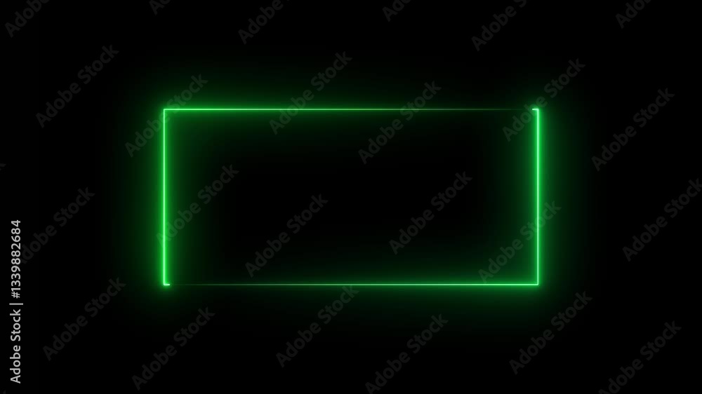 Poster neon abstract rectangle shape line animation. neon light animated glowing border stylish frame. neon