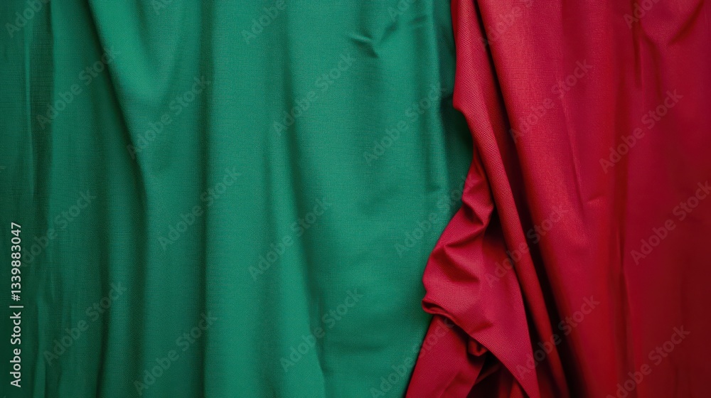 Poster textured fabrics: an abstract study in emerald and ruby draping