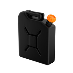 3d icon of a black gasoline canister with an orange cap, 3d illustration