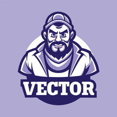 Cartoon Style Vector Logo of a Man Mascot in Vibrant Colors