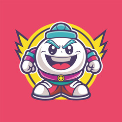 Cute Cartoon Mochi Mascot in Vector Logo Illustration Style
