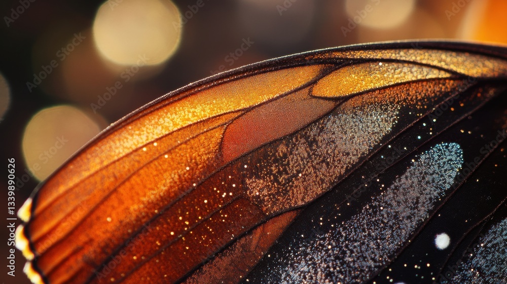 Aufkleber close-up view of colorful butterfly wing with intricate patterns and textures highlighting natural b