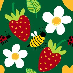 Summer fruits seamless strawberries pattern for wrapping paper and fabrics and kids clothes print and fashion textiles