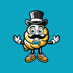 Cute Cartoon Mascot of a Mr. Croissant Vector Illustration