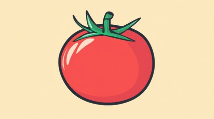 Bright Red Tomato with Glossy Surface on Soft Yellow Background Ideal for Food Illustrations and Fresh Produce Concepts in Graphic Design